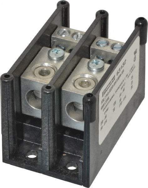 Ferraz Shawmut - 2 Poles, 135 Amp, 2/0-14 AWG Primary, 4-14 AWG Secondary, Polycarbonate Power Distribution Block - 1000 VAC/VDC, 1 Primary Connection, 1.98 Inch Long x 3.08 Inch Deep x 2.81 Inch High - Exact Industrial Supply