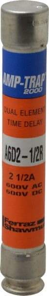 Ferraz Shawmut - 600 VAC/VDC, 2.5 Amp, Time Delay General Purpose Fuse - Clip Mount, 127mm OAL, 100 at DC, 200 at AC kA Rating, 13/16" Diam - Exact Industrial Supply