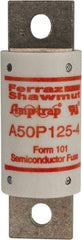 Ferraz Shawmut - 450 VDC, 500 VAC, 125 Amp, Fast-Acting Semiconductor/High Speed Fuse - Bolt-on Mount, 3-5/8" OAL, 100 at AC, 79 at DC kA Rating, 31mm Diam - Exact Industrial Supply