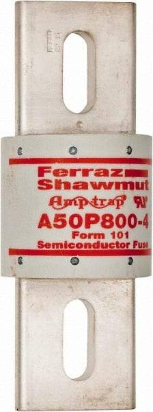Ferraz Shawmut - 450 VDC, 500 VAC, 800 Amp, Fast-Acting Semiconductor/High Speed Fuse - Bolt-on Mount, 6-15/32" OAL, 100 at AC, 79 at DC kA Rating, 2-1/2" Diam - Exact Industrial Supply