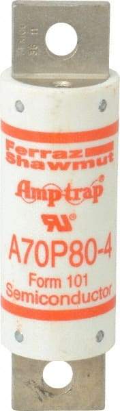 Ferraz Shawmut - 650 VDC, 700 VAC, 80 Amp, Fast-Acting Semiconductor/High Speed Fuse - Bolt-on Mount, 4-3/8" OAL, 100 at AC/DC kA Rating, 31mm Diam - Exact Industrial Supply