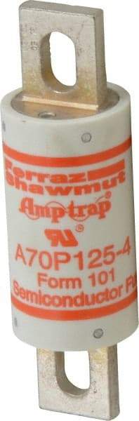 Ferraz Shawmut - 650 VDC, 700 VAC, 125 Amp, Fast-Acting Semiconductor/High Speed Fuse - Bolt-on Mount, 5-3/32" OAL, 100 at AC/DC kA Rating, 1-1/2" Diam - Exact Industrial Supply