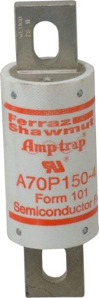 Ferraz Shawmut - 650 VDC, 700 VAC, 150 Amp, Fast-Acting Semiconductor/High Speed Fuse - Bolt-on Mount, 5-3/32" OAL, 100 at AC/DC kA Rating, 1-1/2" Diam - Exact Industrial Supply