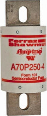 Ferraz Shawmut - 650 VDC, 700 VAC, 250 Amp, Fast-Acting Semiconductor/High Speed Fuse - Bolt-on Mount, 5-3/32" OAL, 100 at AC/DC kA Rating, 2" Diam - Exact Industrial Supply