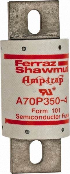 Ferraz Shawmut - 650 VDC, 700 VAC, 350 Amp, Fast-Acting Semiconductor/High Speed Fuse - Bolt-on Mount, 5-3/32" OAL, 100 at AC/DC kA Rating, 2" Diam - Exact Industrial Supply