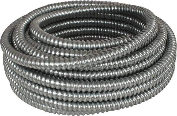 Made in USA - 1/2" Trade Size, 50' Long, Flexible Reduced Wall Flex Conduit - Steel, 5/8" ID - Exact Industrial Supply