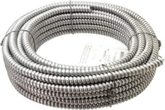 Made in USA - 3/8" Trade Size, 50' Long, Flexible Reduced Wall Flex Conduit - Aluminum, 3/8" ID - Exact Industrial Supply