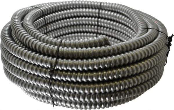 Made in USA - 1/2" Trade Size, 50' Long, Flexible Reduced Wall Flex Conduit - Aluminum, 5/8" ID - Exact Industrial Supply