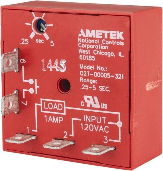 NCC - 5 Pin, Time Delay Relay - 1 at Resistive or Inductive Load Contact Amp, 120 VAC, On Board Trimpot - Exact Industrial Supply