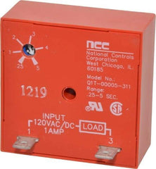 NCC - 2 Pin, Time Delay Relay - 1 at Resistive or Inductive Load Contact Amp, 120 VAC/VDC, On Board Trimpot - Exact Industrial Supply