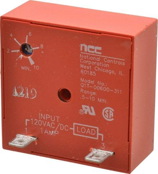 NCC - 2 Pin, Time Delay Relay - 1 at Resistive or Inductive Load Contact Amp, 120 VAC/VDC, On Board Trimpot - Exact Industrial Supply