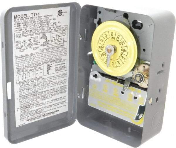 Intermatic - 24 hr Indoor Analog Electromechanical Timer Switch - 12 On/Off per Day, 208 to 277 VAC, 60 Hz, - Exact Industrial Supply