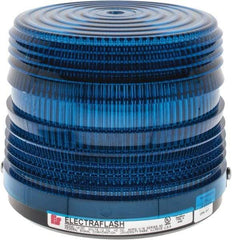 Federal Signal Corp - 12 VDC, 3R NEMA Rated, Strobe Tube, Blue, Strobe Light - 80 Flashes per min, 5-1/2 Inch Diameter, 5-1/16 Inch High, IP66 Ingress Rating, Surface Mount - Exact Industrial Supply
