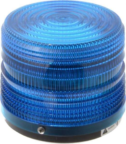 Federal Signal Corp - 24 VDC, 3R NEMA Rated, Strobe Tube, Blue, Strobe Light - 80 Flashes per min, 5-1/2 Inch Diameter, 5-1/16 Inch High, IP66 Ingress Rating, Surface Mount - Exact Industrial Supply