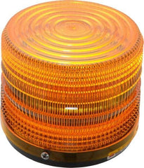 Federal Signal Corp - 120 VAC, 3R NEMA Rated, Strobe Tube, Amber, Strobe Light - 80 Flashes per min, 1/2 Inch Pipe, 5-1/2 Inch Diameter, 5-1/4 Inch High, IP66 Ingress Rating, Pipe Mount - Exact Industrial Supply