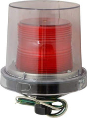 Federal Signal Corp - 120 VAC, 4X NEMA Rated, Strobe Tube, Red, Strobe Light - 80 Flashes per min, 1/2 Inch Pipe, 5-1/2 Inch Diameter, 7-1/4 Inch High, IP66 Ingress Rating, Pipe Mount - Exact Industrial Supply