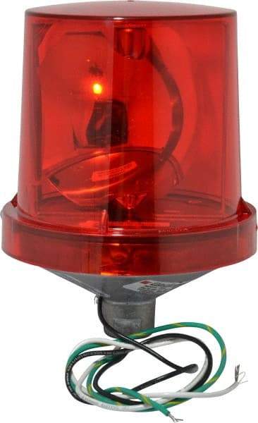 Federal Signal Corp - 4X NEMA Rated, 120 VAC, 0.22 Amp, 25 Watt, Rotating Beacon Incandescent Light - 1/2 Inch Mounted Size x Pipe Mounted, 7-1/4 Inch High, 5-1/2 Inch Diameter, 90 Flashes per min, Includes Lamp - Exact Industrial Supply