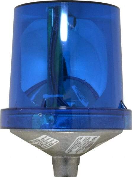 Federal Signal Corp - 4X NEMA Rated, 120 VAC, 0.22 Amp, 25 Watt, Rotating Beacon Incandescent Light - 1/2 Inch Mounted Size x Pipe Mounted, 7-1/4 Inch High, 5-1/2 Inch Diameter, 90 Flashes per min, Includes Lamp - Exact Industrial Supply