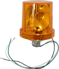 Federal Signal Corp - 4X NEMA Rated, 120 VAC, 0.22 Amp, 25 Watt, Rotating Beacon Incandescent Light - 1/2 Inch Mounted Size x Pipe Mounted, 7-1/4 Inch High, 5-1/2 Inch Diameter, 90 Flashes per min, Includes Lamp - Exact Industrial Supply