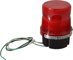 Federal Signal Corp - 120 VAC, 4X NEMA Rated, Strobe Tube, Red, Single Flash Strobe Light - 90 Flashes per min, 1/2 Inch Pipe, 3-15/16 Inch Diameter, 5-1/4 Inch High, IP66 Ingress Rating, Pipe Mount, Surface Mount - Exact Industrial Supply