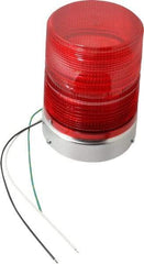 Federal Signal Corp - 120 VAC, 3R NEMA Rated, Strobe Tube, Red, Single Flash Strobe Light - 80 Flashes per min, 1/2 Inch Pipe, 5.7 Inch Diameter, 8-1/2 Inch High, IP45 Ingress Rating, Pipe Mount - Exact Industrial Supply