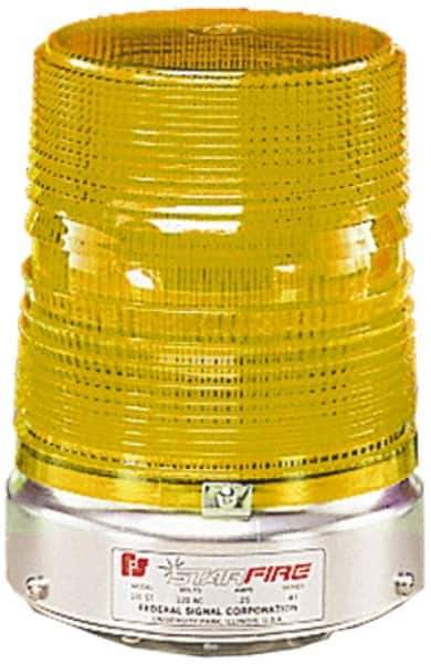 Federal Signal Corp - 120 VAC, 3R NEMA Rated, Strobe Tube, Amber, Double Flash Strobe Light - 80 Flashes per min, 1/2 Inch Pipe, 5-11/16 Inch Diameter, 8-1/2 Inch High, IP45 Ingress Rating, Pipe Mount - Exact Industrial Supply