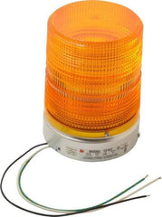 Federal Signal Corp - 120 VAC, 3R NEMA Rated, Strobe Tube, Amber, Single Flash Strobe Light - 80 Flashes per min, 1/2 Inch Pipe, 5.7 Inch Diameter, 8-1/2 Inch High, IP45 Ingress Rating, Pipe Mount - Exact Industrial Supply