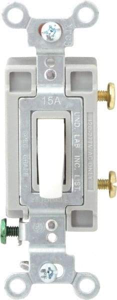 Hubbell Wiring Device-Kellems - 1 Pole, 120 to 277 VAC, 15 Amp, Commercial Grade, Toggle, Wall and Dimmer Light Switch - 4-1/16 Inch High - Exact Industrial Supply