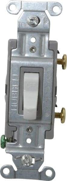 Hubbell Wiring Device-Kellems - 1 Pole, 120 to 277 VAC, 20 Amp, Commercial Grade, Toggle, Wall and Dimmer Light Switch - 4-1/16 Inch High - Exact Industrial Supply