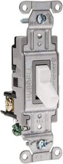 Hubbell Wiring Device-Kellems - 3 Pole, 120 to 277 VAC, 15 Amp, Commercial Grade, Toggle, Wall and Dimmer Light Switch - 4-1/16 Inch High - Exact Industrial Supply