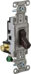 Hubbell Wiring Device-Kellems - 3 Pole, 120 to 277 VAC, 20 Amp, Commercial Grade, Toggle, Wall and Dimmer Light Switch - 4-1/16 Inch High - Exact Industrial Supply