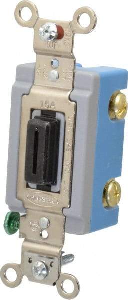 Hubbell Wiring Device-Kellems - 1 Pole, 120 to 277 VAC, 15 Amp, Industrial Grade, Key Lock, Wall and Dimmer Light Switch - 1-5/16 Inch Wide x 4-1/16 Inch High - Exact Industrial Supply