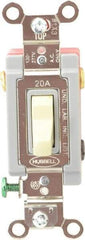 Hubbell Wiring Device-Kellems - 3 Pole, 120 to 277 VAC, 20 Amp, Industrial Grade, Toggle, Wall and Dimmer Light Switch - 1-5/16 Inch Wide x 4-1/16 Inch High - Exact Industrial Supply