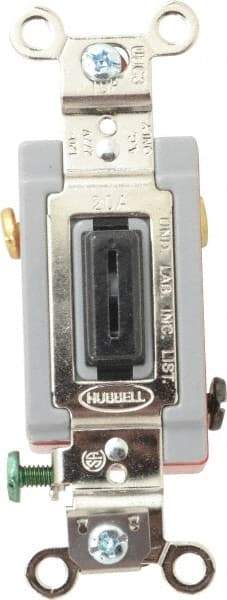Hubbell Wiring Device-Kellems - 3 Pole, 120 to 277 VAC, 20 Amp, Industrial Grade, Key Lock, Wall and Dimmer Light Switch - 1-5/16 Inch Wide x 4-1/16 Inch High - Exact Industrial Supply