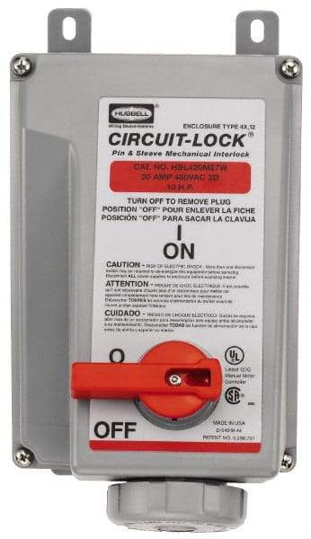 Hubbell Wiring Device-Kellems - 3 Phase, 480 VAC, 60 Amp, 30 hp, 4 Pin Configuration, Interlock Receptacle - 3 Poles, IEC 60309, Red - Exact Industrial Supply