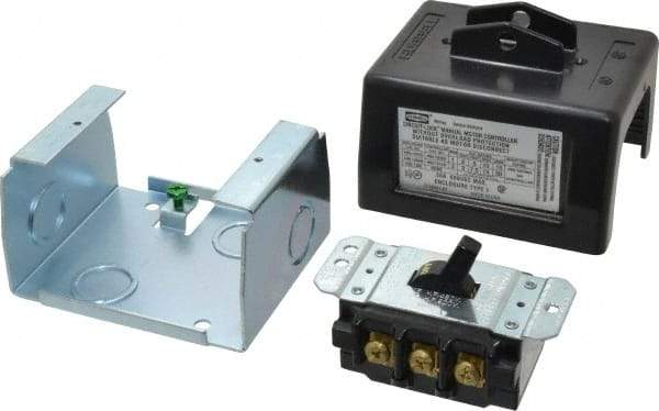 Hubbell Wiring Device-Kellems - 3 Poles, 30 Amp, 1 NEMA, Enclosed Toggle Manual Motor Starter - 100.8mm Wide x 87.1mm Deep x 114.8mm High, 20 hp, CSA Certified, NEMA 1, UL Listed - Exact Industrial Supply