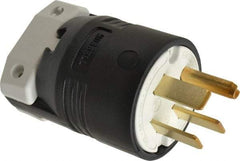 Hubbell Wiring Device-Kellems - 250 VAC, 50 Amp, 15-50P NEMA, Straight, Self Grounding, Commercial, Industrial Grade Plug - 3 Pole, 4 Wire, 3 Phase, 7-1/2 hp, Nylon, Black, White - Exact Industrial Supply