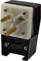 Hubbell Wiring Device-Kellems - 125 VAC, 50 Amp, 5-50P NEMA, Angled, Self Grounding, Commercial, Industrial Grade Plug - 2 Pole, 3 Wire, 1 Phase, 2 hp, Nylon, Black, White - Exact Industrial Supply