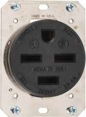 Hubbell Wiring Device-Kellems - 250 VAC, 30 Amp, 15-30R NEMA Configuration, Brown, Industrial Grade, Self Grounding Single Receptacle - 3 Phase, 3 Poles, 4 Wire, Flush Mount - Exact Industrial Supply