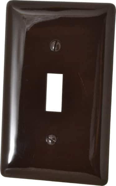 Hubbell Wiring Device-Kellems - 1 Gang, 4-1/2 Inch Long x 2.78 Inch Wide, Standard Switch Plate - Toggle Switch, Brown, Nylon - Exact Industrial Supply