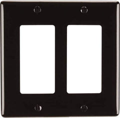 Hubbell Wiring Device-Kellems - 2 Gang, 4-1/2 Inch Long x 4.6 Inch Wide, Standard Outlet Wall Plate - GFCI/Surge Receptacle, Brown, Nylon - Exact Industrial Supply