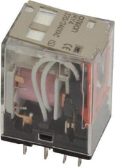 Omron - 14 Pins, 0.9 to 1.1 VA Power Rating, Square Electromechanical Plug-in & Solder General Purpose Relay - 5 Amp at 240 VAC, 4PDT, 220/240 VAC, 21.5mm Wide x 36mm High x 28mm Deep - Exact Industrial Supply