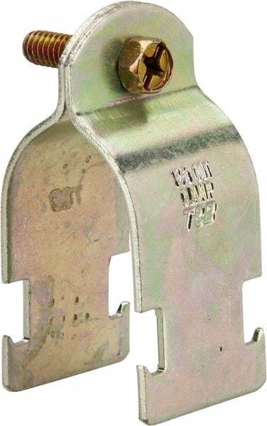Thomas & Betts - 1-3/8" Pipe, 14 Gauge" Pipe or Tube Clamp - Gold Galvanized, 1,000 Lb Capacity - Exact Industrial Supply