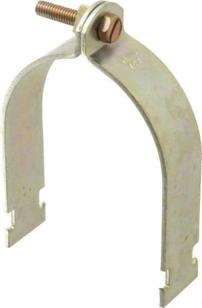 Thomas & Betts - 3-1/2" Pipe, 1/8 Gauge" Pipe or Conduit Clamp - Gold Galvanized, Rigid & IMC Conduit - Exact Industrial Supply