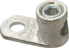 Thomas & Betts - 8-1/0 AWG Noninsulated Lug Connection D Shaped Ring Terminal - 3/8" Stud, 1-1/2" OAL x 47/64" Wide, Tin Plated Copper Contact - Exact Industrial Supply