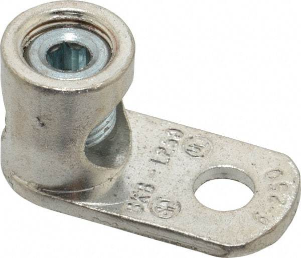 Thomas & Betts - 6 AWG Noninsulated Lug Connection D Shaped Ring Terminal - 13/32" Stud, 1-61/64" OAL x 15/16" Wide, Tin Plated Copper Contact - Exact Industrial Supply