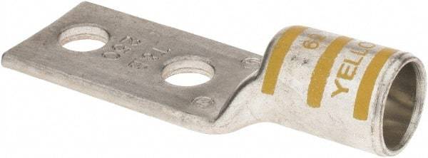 Thomas & Betts - 250 kcmil Wire Noninsulated Crimp Connection Rectangle Ring Terminal - 3/8" Stud, 3.28" OAL x 1.13" Wide, Tin Plated Copper Contact - Exact Industrial Supply