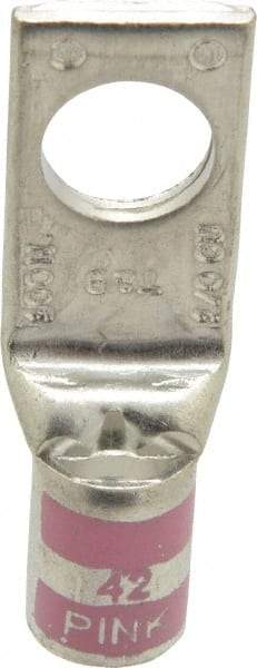 Thomas & Betts - 1/0 AWG Noninsulated Compression Connection Square Ring Terminal - 1/2" Stud, 2.2" OAL x 3/4" Wide, Tin Plated Copper Contact - Exact Industrial Supply