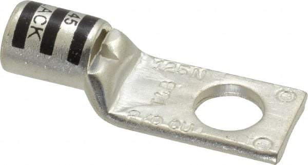 Thomas & Betts - 2/0 AWG Noninsulated Compression Connection Square Ring Terminal - 1/2" Stud, 2-1/4" OAL x 0.83" Wide, Tin Plated Copper Contact - Exact Industrial Supply