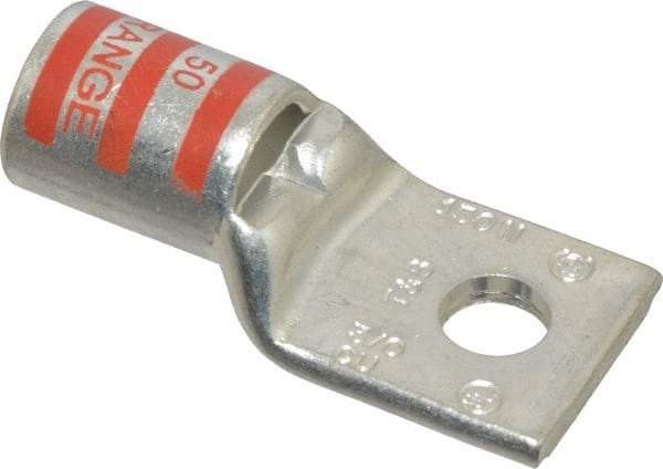 Thomas & Betts - 3/0 AWG Noninsulated Compression Connection Square Ring Terminal - 5/16" Stud, 1.98" OAL x 0.92" Wide, Tin Plated Copper Contact - Exact Industrial Supply